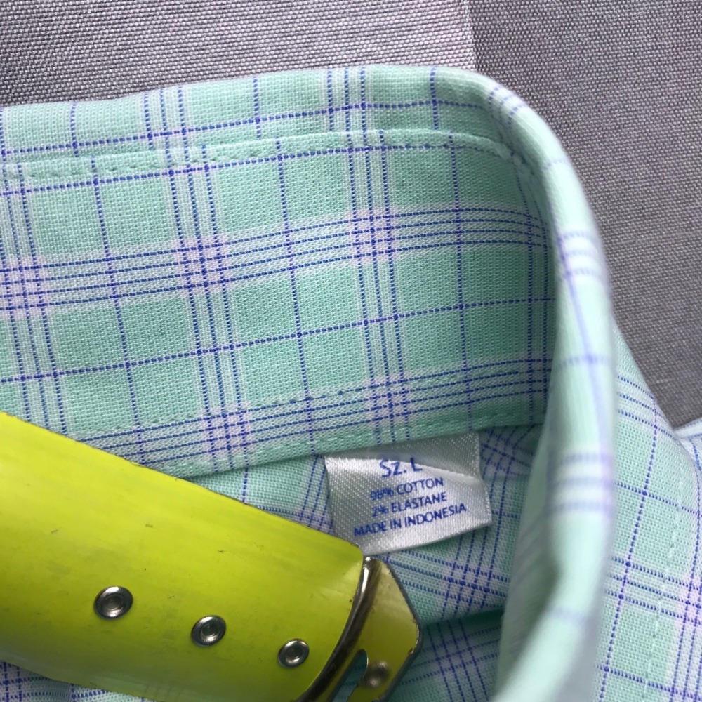 Southern Tide Mens Large Mint Green Purple Plaid Long Sleeve Button Down Shirt - Picture 4 of 15